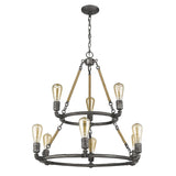 Brown and Black Nine Light Metal Dimmable Chandelier