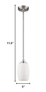 Silver Hanging Light with Frosted Glass Shade