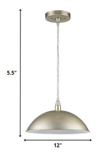 Silver Metal Hanging Light with Dome Shade