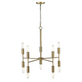 Brass Candle Style Ten Light Metal Dimmable Chandelier