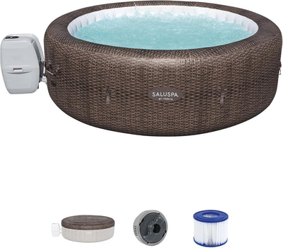 Saluspa St Moritz Airjet 5 to 7 Person Inflatable Hot Tub round Portable Outdoor Spa with 180 Airjets and Energysense Energy Saving Cover-0