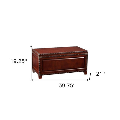 40" Brown Solid Wood And Metal Rectangular Coffee Table