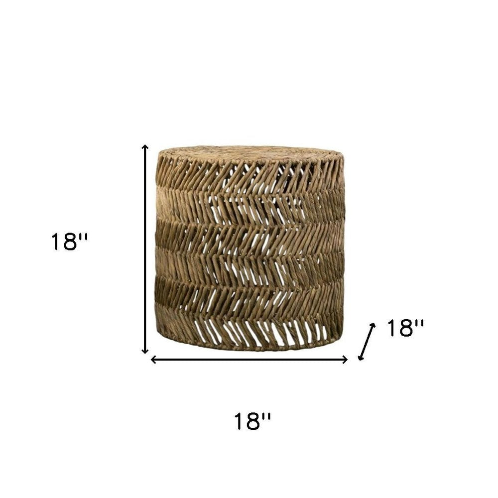 Set Of Two 18" Natural Woven Rattan End Tables