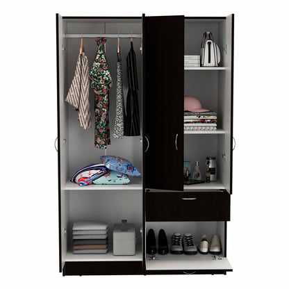71" Black and White Single Drawer Combo Dresser