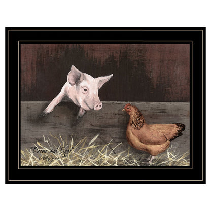 Bacon and Eggs 2 Black Framed Print Wall Art
