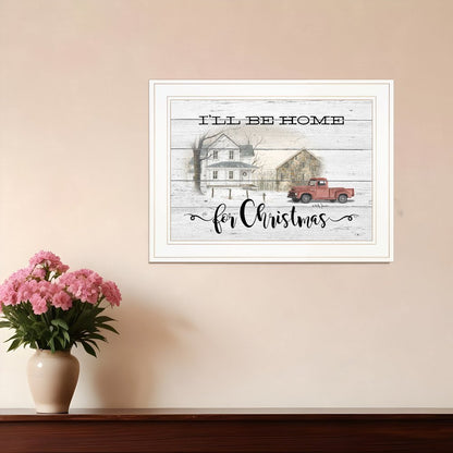 Ill be home for Christmas 2 White Framed Print Wall Art