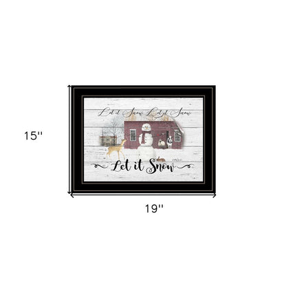 Let It Snow 3 Black Framed Print Wall Art