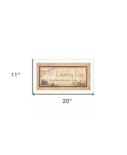 Drop Your Drawers Here White Framed Print Bathroom Wall Art