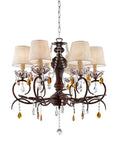 Burnished Bronze Hanging Ceiling Lamp with Clear and Amber Crystals