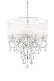Glam Silver Faux Crystal Hanging Celing Lamp with See Thru Shade