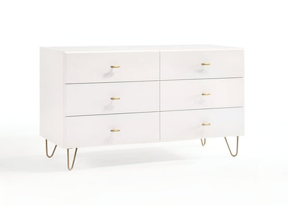 30" White Manufactured Wood Five Drawer Chest