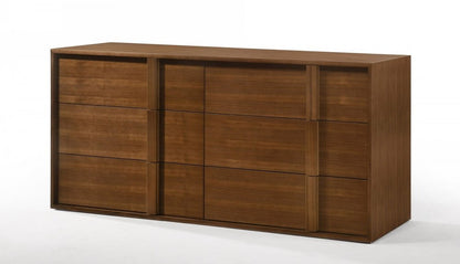 36" Walnut Brown Wood Contemporary Five Drawer Dresser