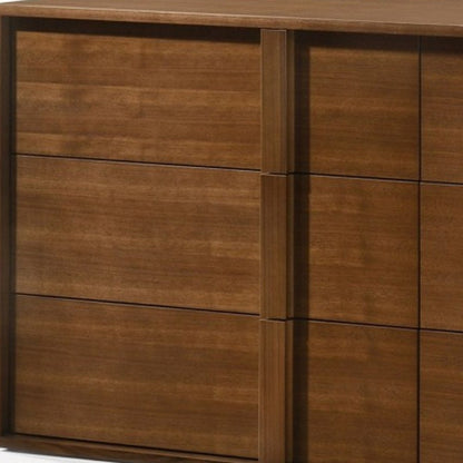36" Walnut Brown Wood Contemporary Five Drawer Dresser
