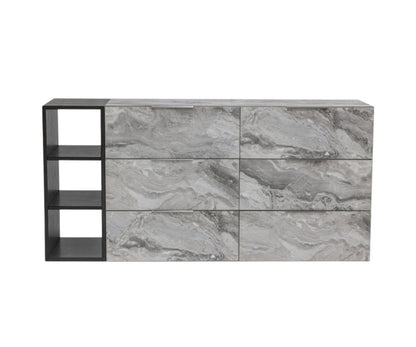 35" Grey Manufactured Wood Five Drawer Chest
