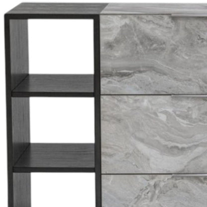 35" Grey Manufactured Wood Five Drawer Chest