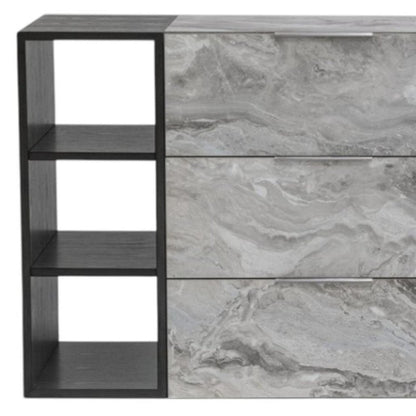 35" Grey Manufactured Wood Five Drawer Chest