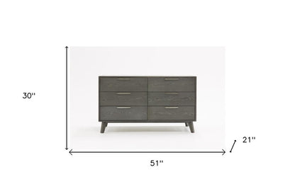 30" Grey Wash Solid Wood Five Drawer Chest
