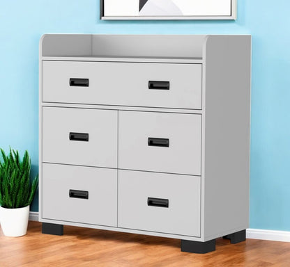 33" Dark Brown Manufactured Wood Five Drawer Dresser