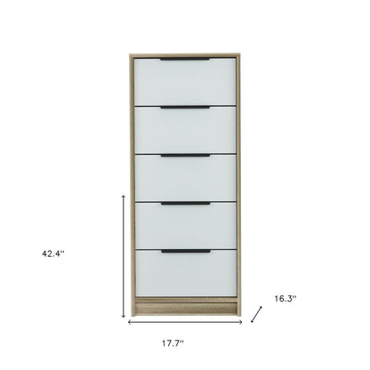 28" Brown And White Three Drawer Dresser