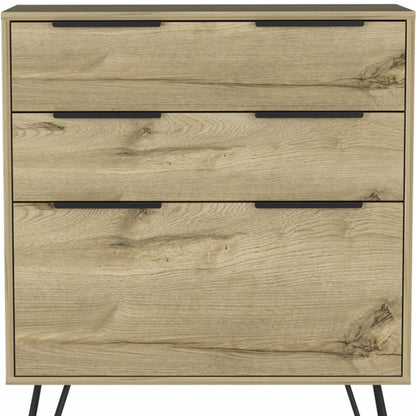 47" Brown and Black Four Drawer Double Dresser