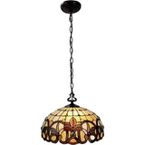 16" Tiffany Style Stained Glass Two Light Glass Dimmable Ceiling Light