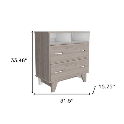 32" Black Manufactured Wood Two Drawer Dresser