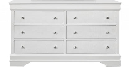 31" Metallic White Solid Wood Five Drawer Chest