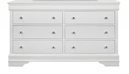 31" Metallic White Solid Wood Five Drawer Chest