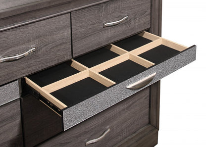 35" Grey Manufactured Wood Six Drawer Chest