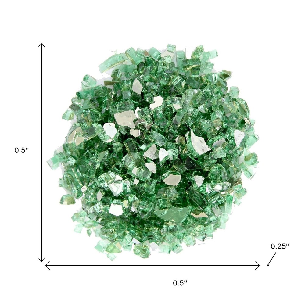 Green Round Reflective Fire Pit Glass
