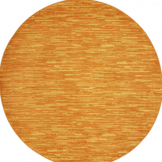 6' X 6' Orange Round Indoor Outdoor Area Rug