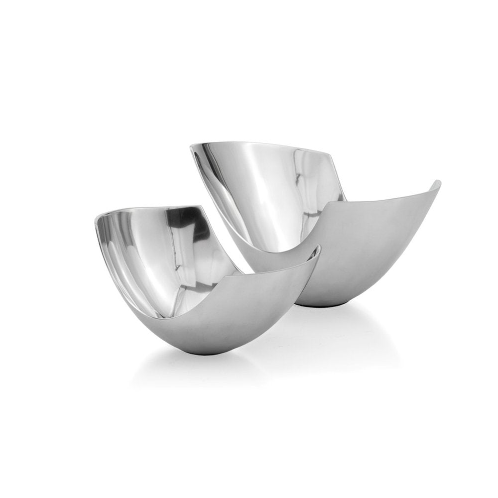 12" Silver Aluminum Abstract Fruit Bowl