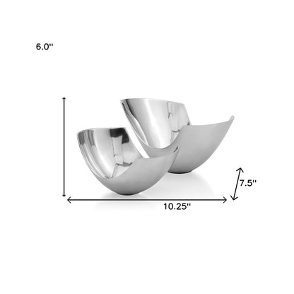 12" Silver Aluminum Abstract Fruit Bowl