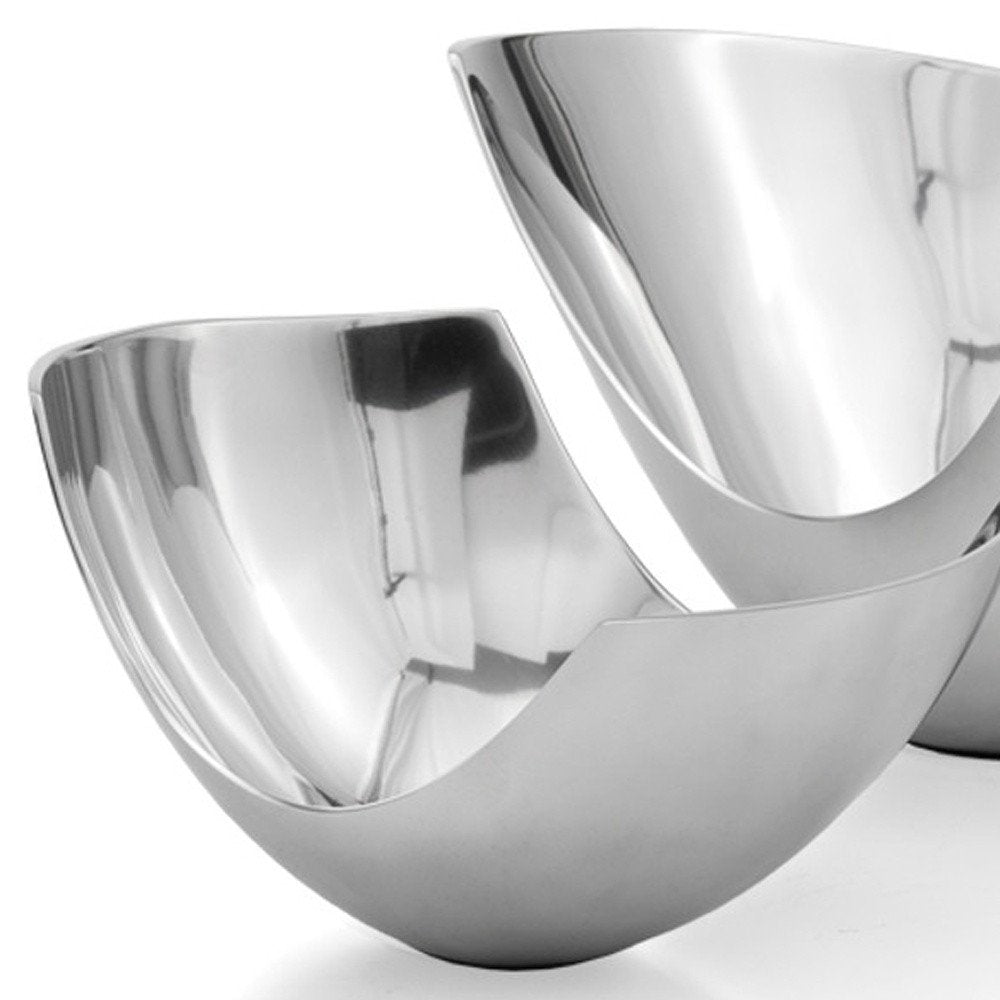 12" Silver Aluminum Abstract Fruit Bowl
