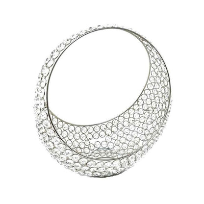 16" Silver and Faux Crystal Bling Ring Basket