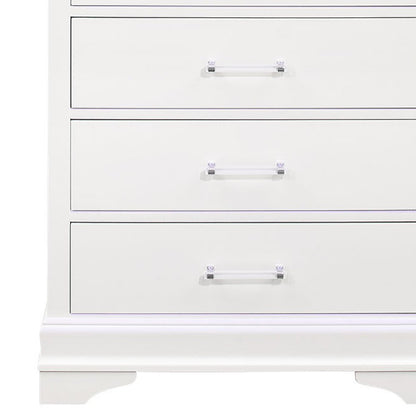 16" Blue Solid Wood Five Drawer Chest With LED Lighting