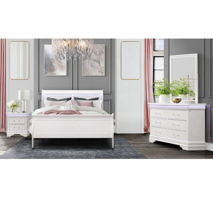 16" Blue Solid Wood Five Drawer Chest With LED Lighting