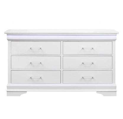 16" Blue Solid Wood Five Drawer Chest With LED Lighting