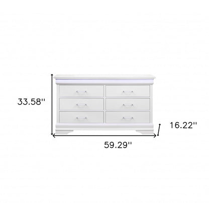 16" Blue Solid Wood Five Drawer Chest With LED Lighting