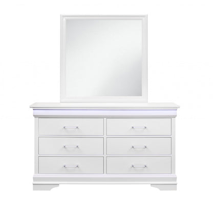 16" Blue Solid Wood Five Drawer Chest With LED Lighting