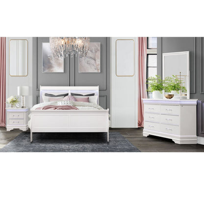 16" Blue Solid Wood Five Drawer Chest With LED Lighting