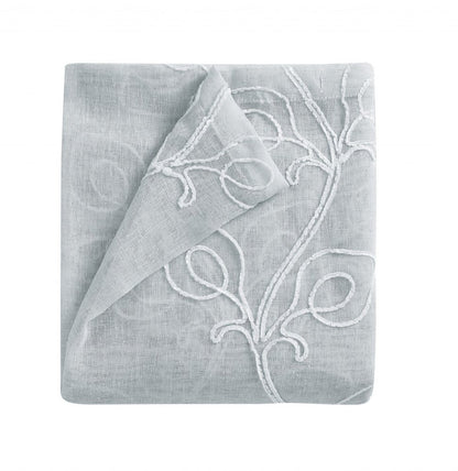72" Gray Floral Faux Linen Shower Curtain With Embroidery
