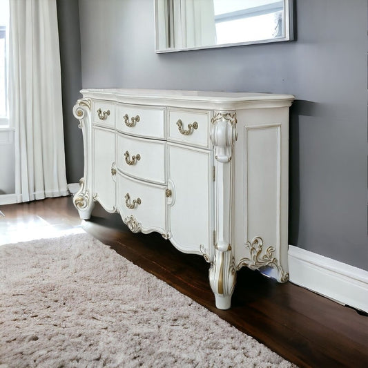 71" Pearl Solid and Manufactured Wood Five Drawer Triple Dresser