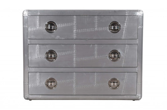 42" Silver Aluminum Three Drawer Dresser