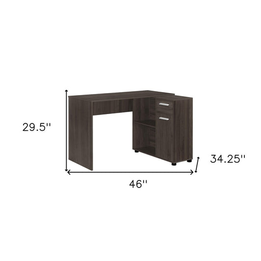 46" Brown Wood L Shape Computer Desk