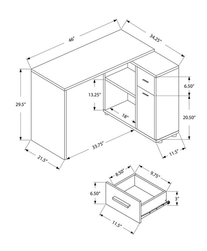 46" Gray Wood L Shape Computer Desk