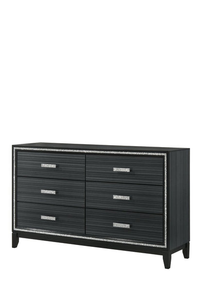 59" Natural Brown Manufactured Wood Six Drawer Double Dresser