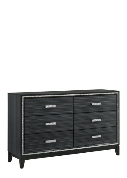59" Natural Brown Manufactured Wood Six Drawer Double Dresser