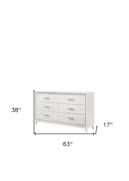 59" Natural Brown Manufactured Wood Six Drawer Double Dresser