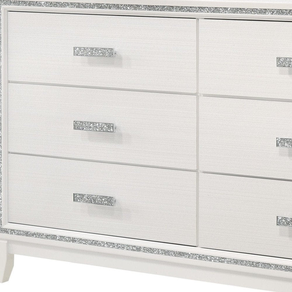 59" Natural Brown Manufactured Wood Six Drawer Double Dresser
